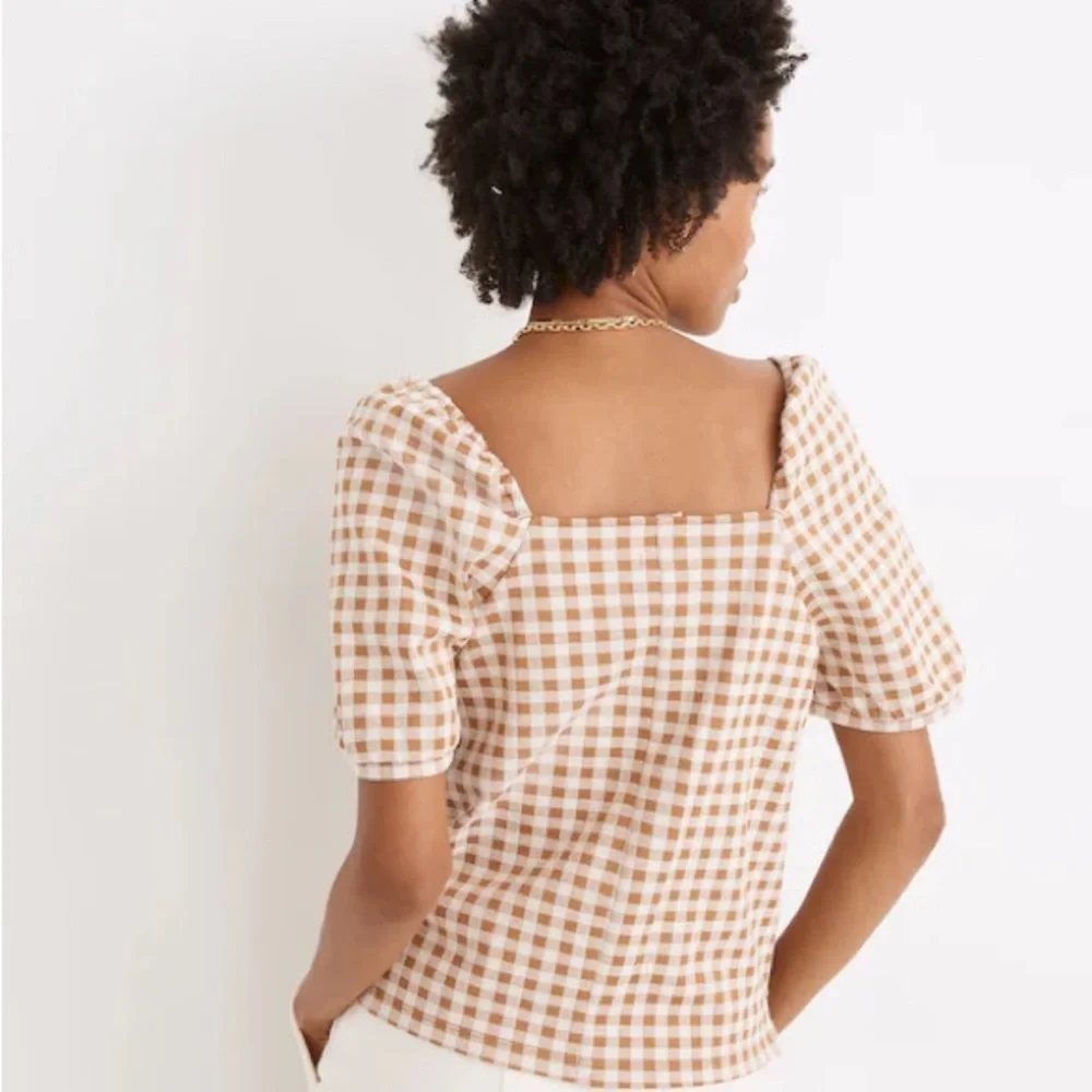 Madewell Gingham Puff Sleeve Button Front Top – XS - Picture 2 of 10